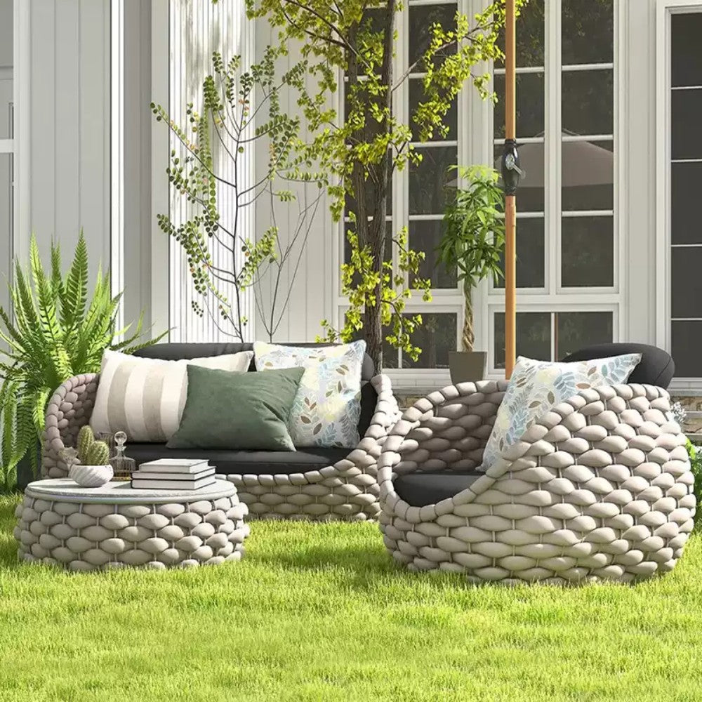 3-Piece Outdoor Woven Rope Patio Set