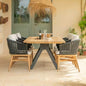 Rustic Outdoor Dining Set with Woven Chairs