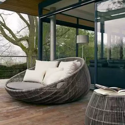 Cozy Gray Wicker Lounge Chair