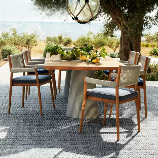 6-Piece Outdoor Dining Set with Rope Accents and Wood Detailing