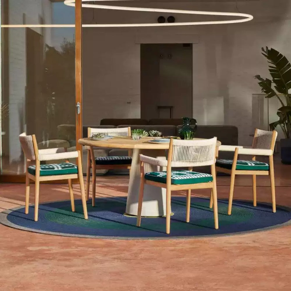 5-Piece Indoor-Outdoor Dining Set with Woven Chairs and Round Table