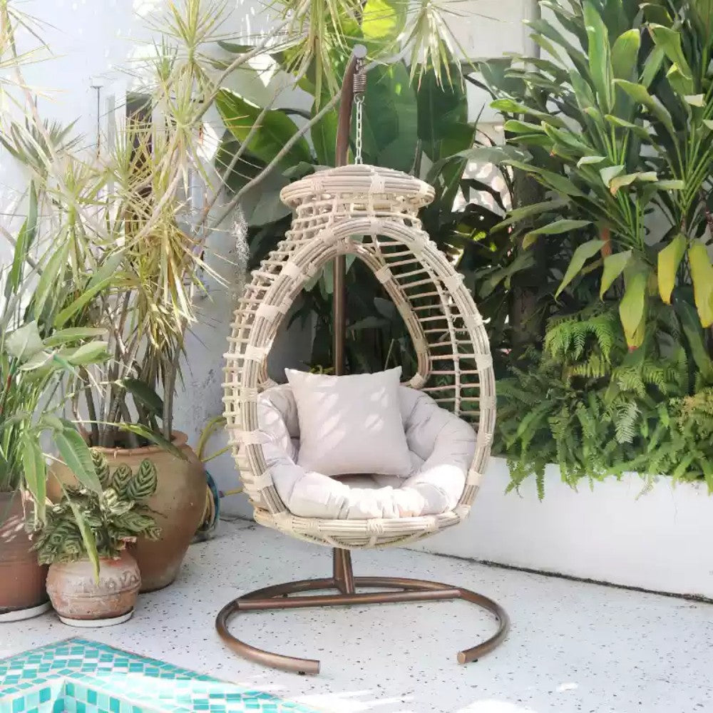 Wicker Hanging Chair with Stand