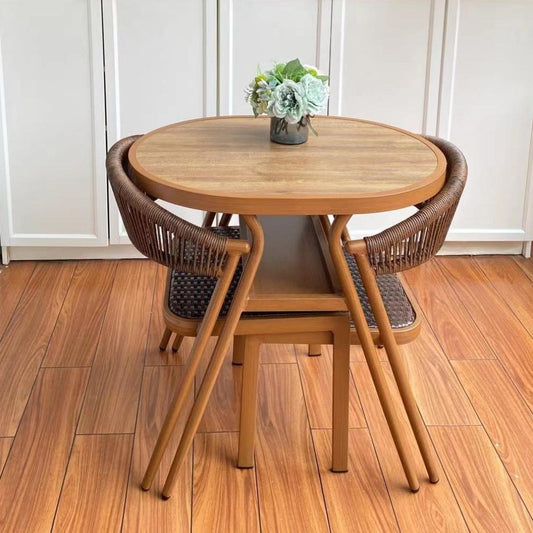 Compact Round Bistro Dining Set with Woven Chairs