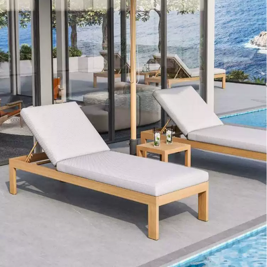 Luxury Poolside Chaise Lounge Set with Adjustable Umbrella