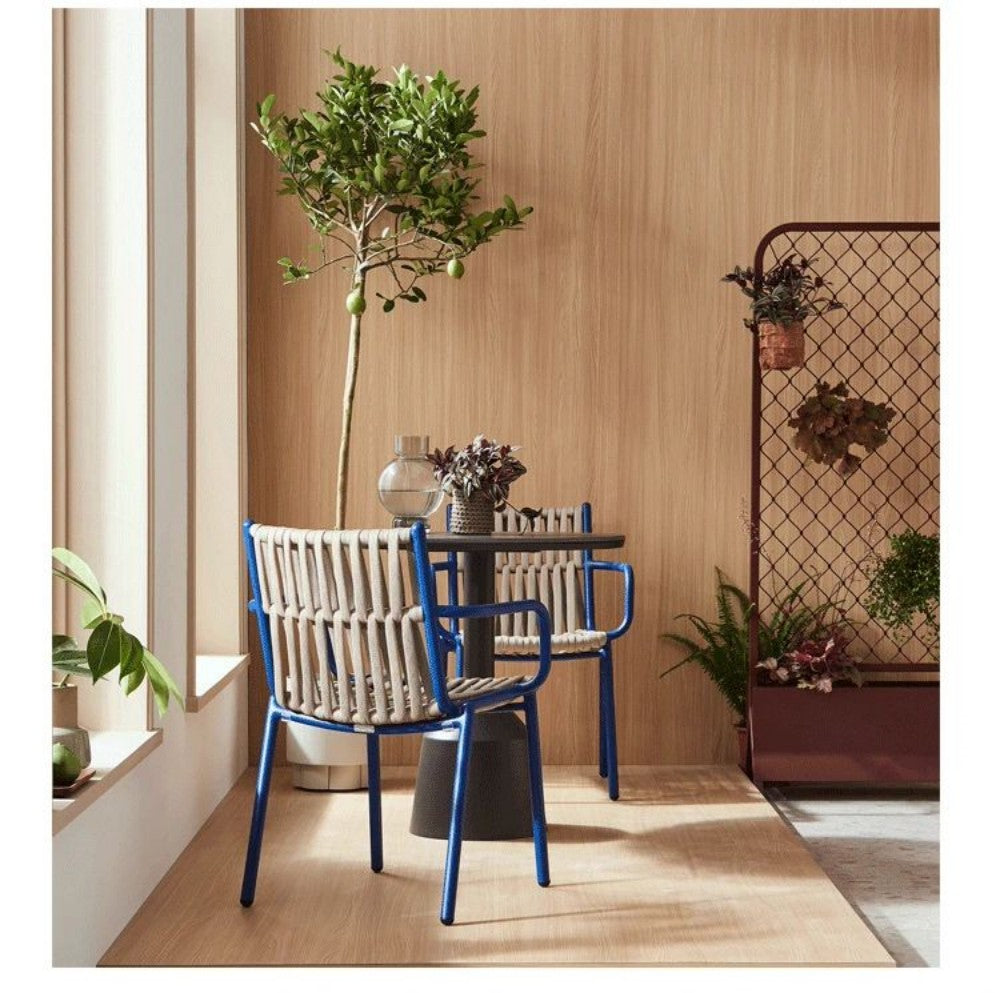 Contemporary Bistro Set with Rope-Wrapped Chairs