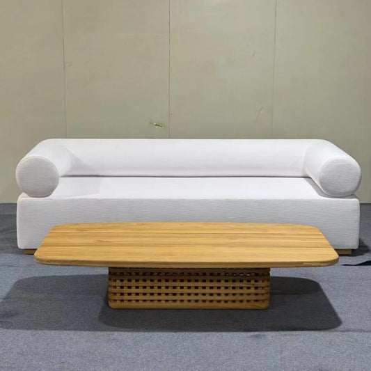 Sleek Wooden Sofa with Matching Coffee Table