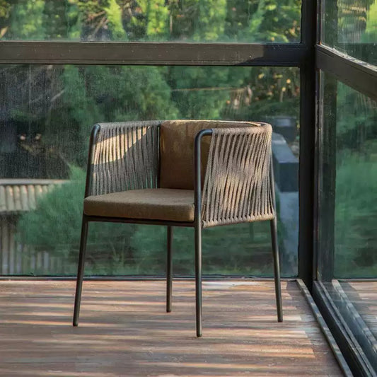 Contemporary Rope-Wrapped Armchair with Metal Frame