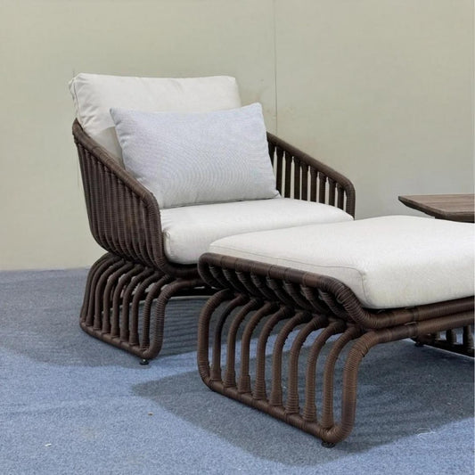 Wicker Lounge Chair and Ottoman Set