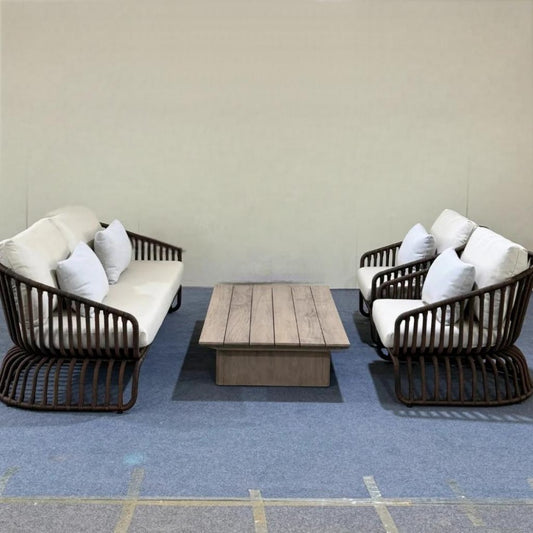 4-Piece Wicker Outdoor Seating Set with Sofa, Chairs, and Coffee Table