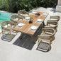 8-Piece Outdoor Dining Set with Woven Rope Chairs and Wooden Table