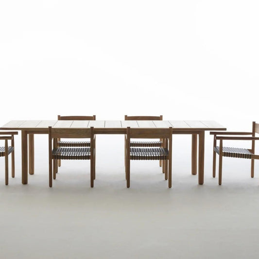 Natural 7-Piece Poolside Dining Set with Woven Chairs