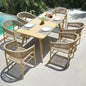 Natural 7-Piece Poolside Dining Set with Woven Chairs