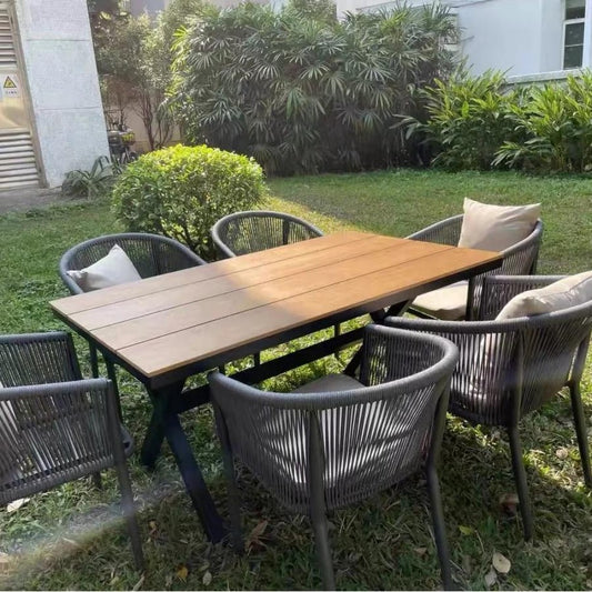 6-Piece Outdoor Dining Set with Rope Chairs