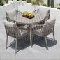 5-Piece Round Outdoor Dining Set with Woven Chairs