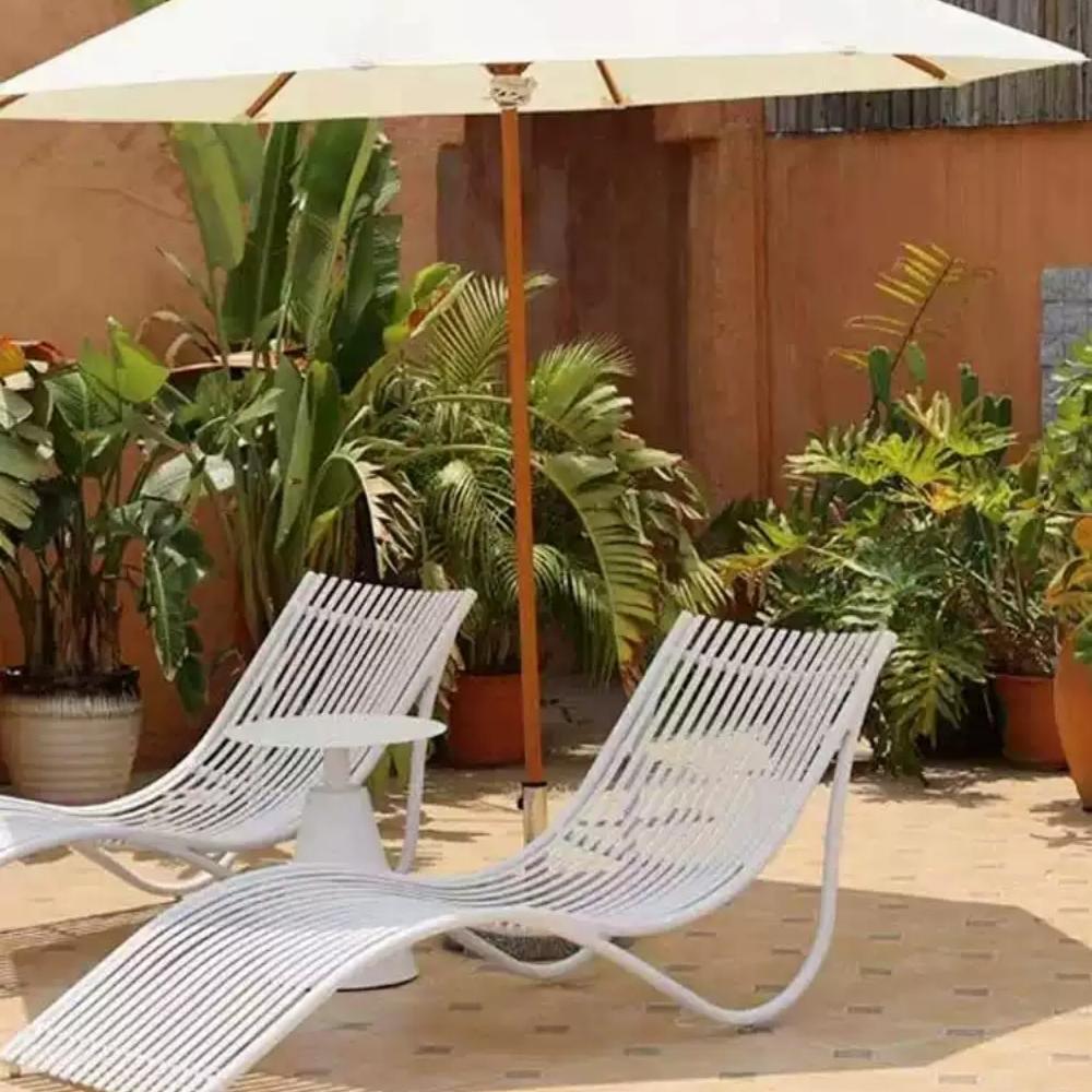 Poolside Loungers with Adjustable Umbrella