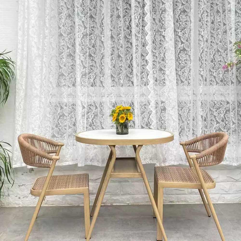 3-Piece Round Bistro Table Set with Woven Chairs