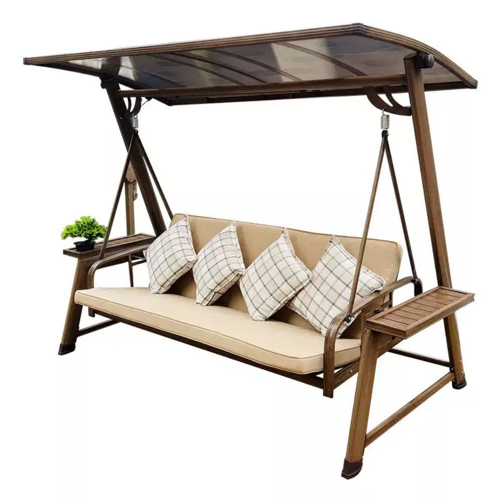 3-Person Outdoor Swing with Canopy and Cushions