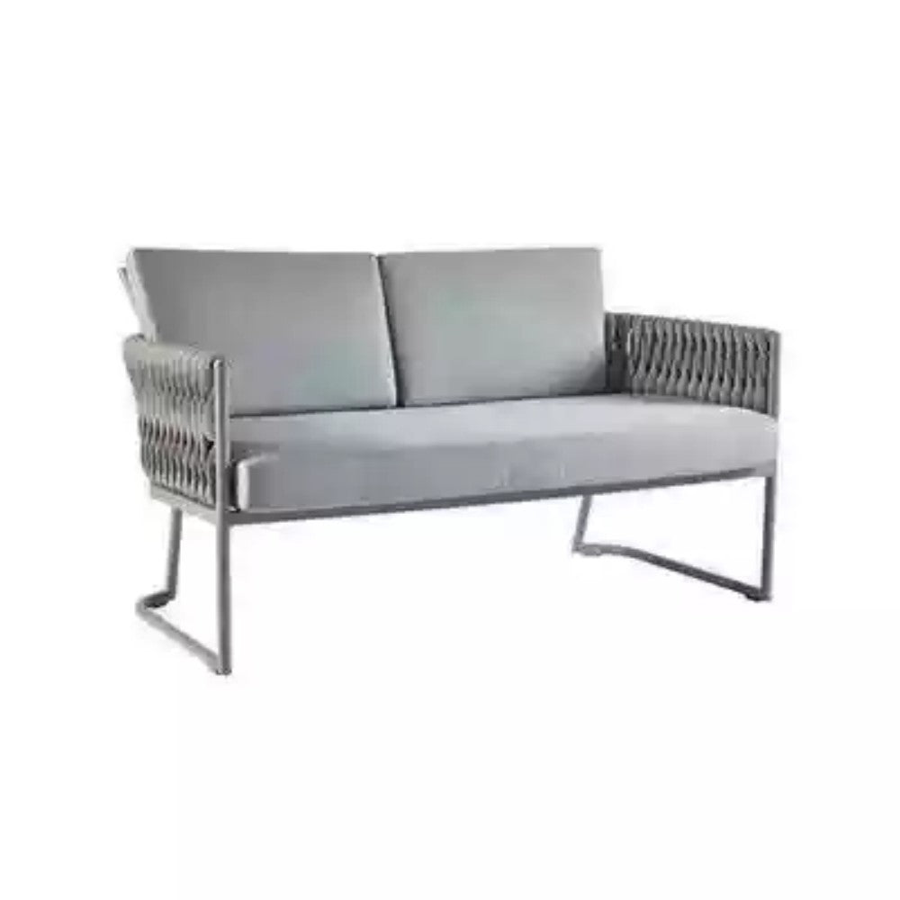 Modern Rope-Woven Outdoor Loveseat