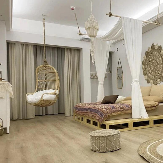 Boho-Chic Hanging Rattan Swing Chair