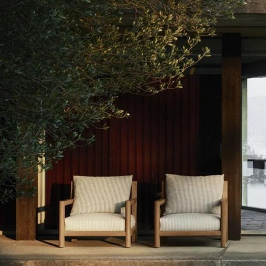 Pair of Modern Teak Outdoor Lounge Chairs