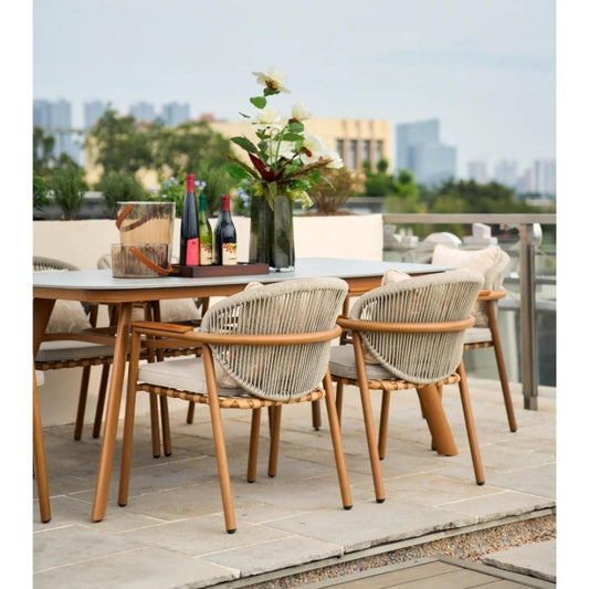 7-Piece Rope-Woven Outdoor Dining Set
