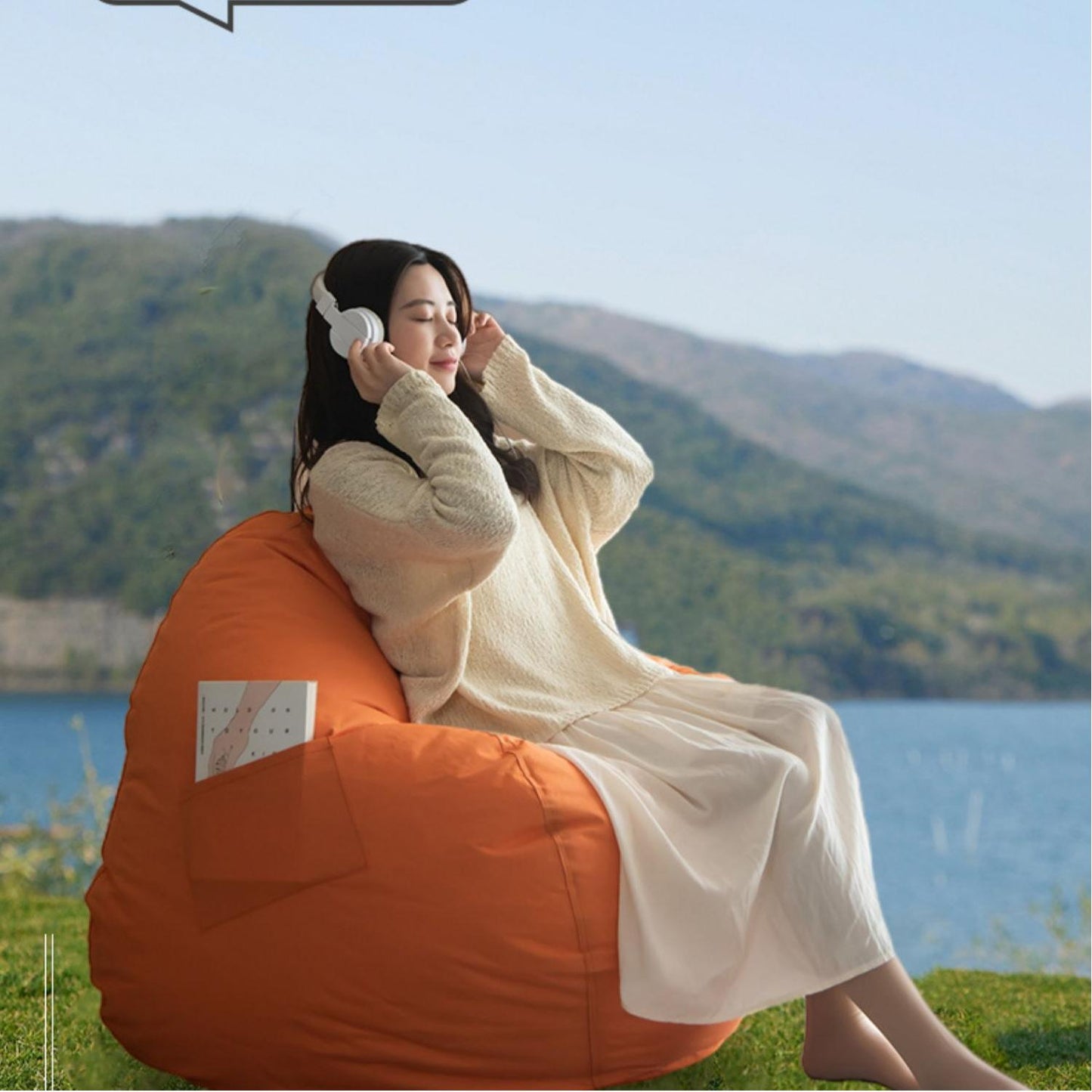 Cozy Outdoor Bean Bag Chair with Side Pocket
