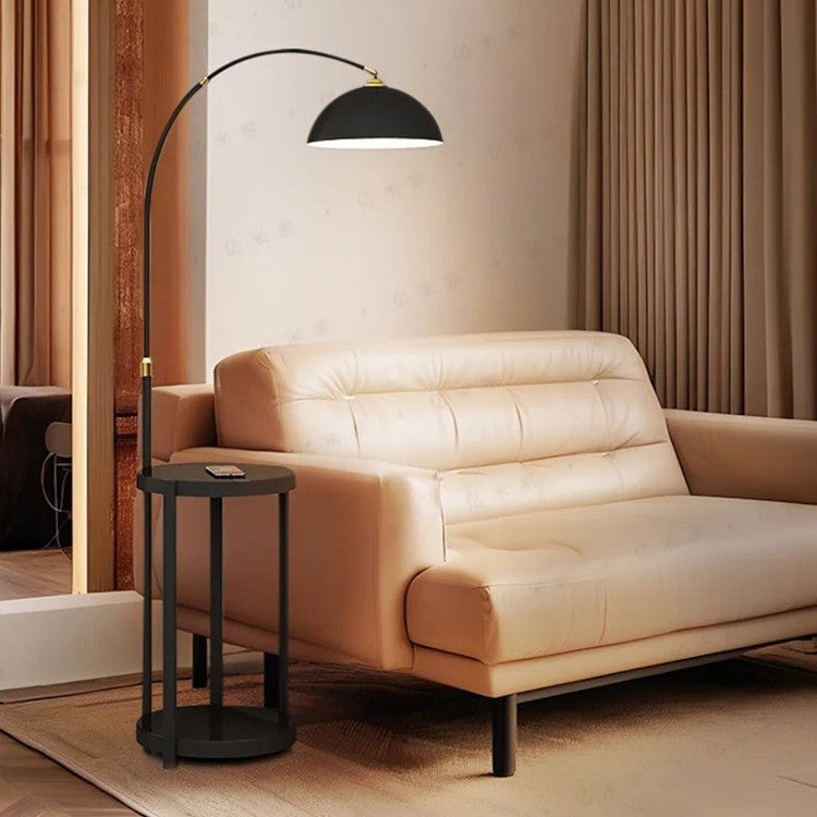 Modern Arc Floor Lamp with Built-In Side Table
