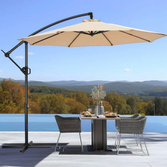 Outdoor Cantilever Patio Umbrella with UV Protection – Adjustable Offset Hanging Umbrella for Garden, Deck, Pool, or Backyard