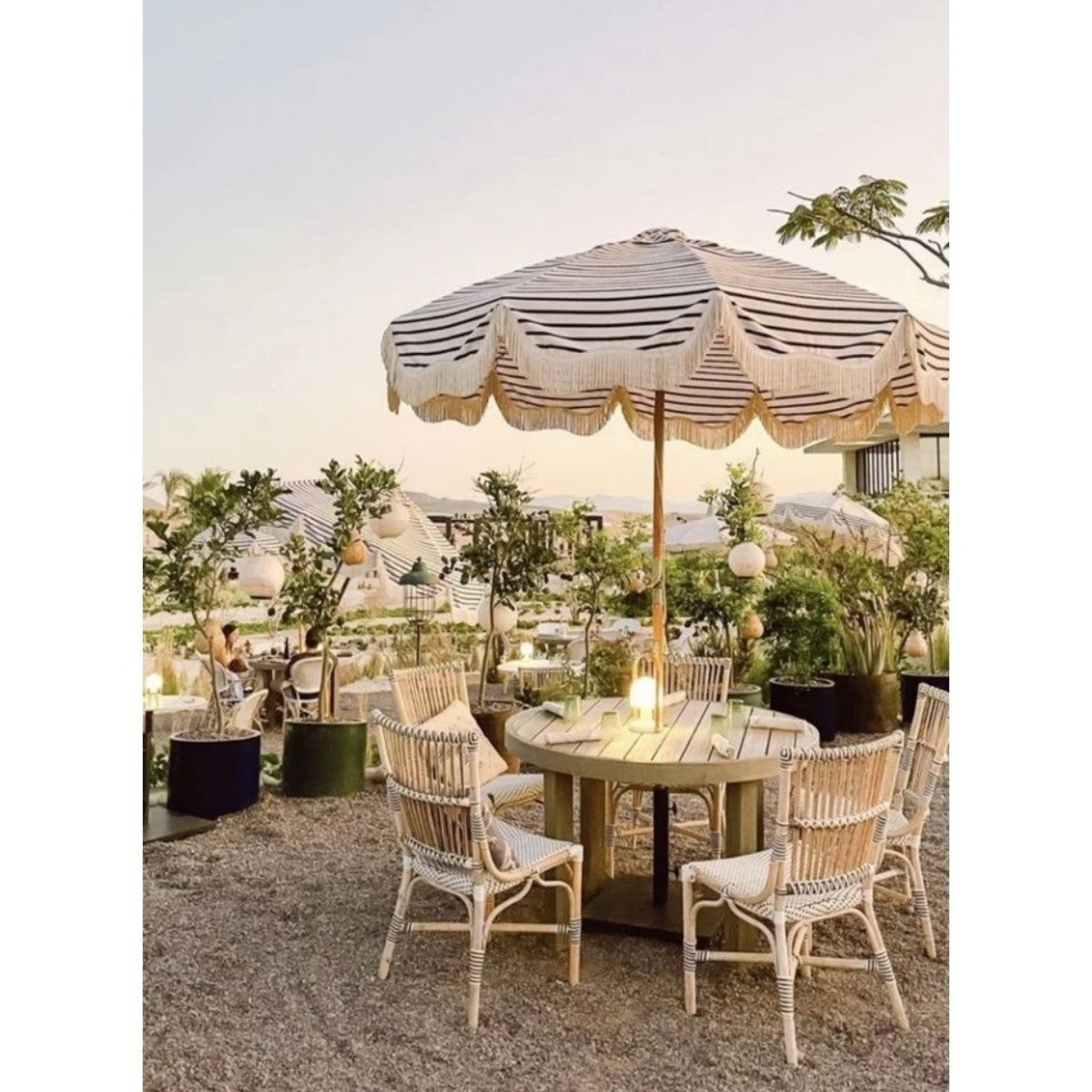 Retro Boho Fringe Patio Umbrella