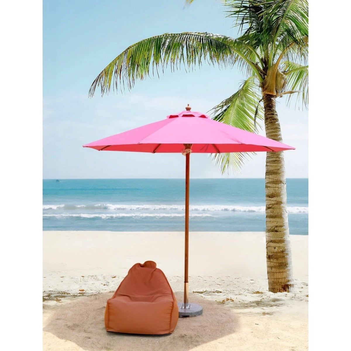 9FT Beach Umbrella with UV-Resistant Canopy
