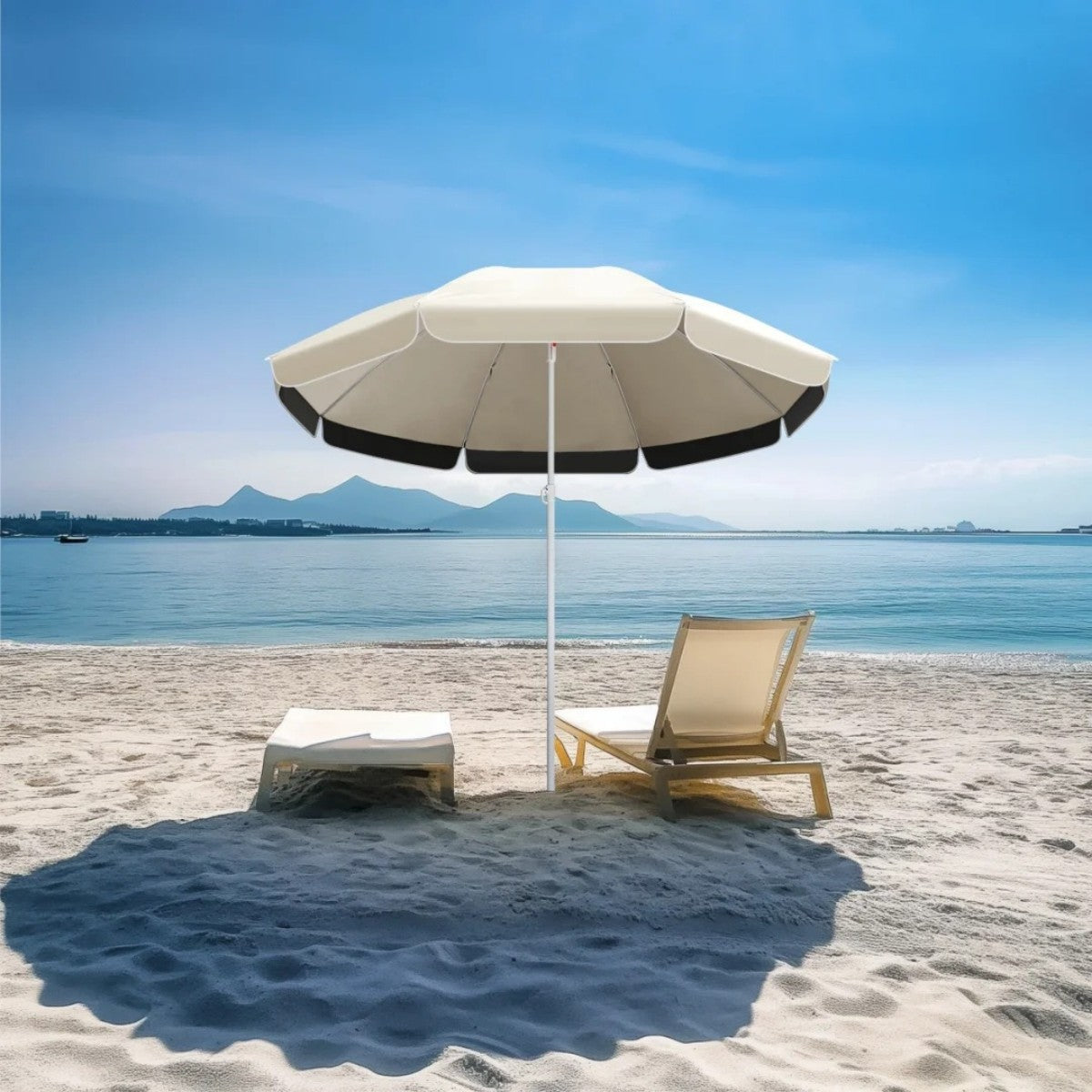 7FT Portable Beach Umbrella with UV-Resistant Canopy