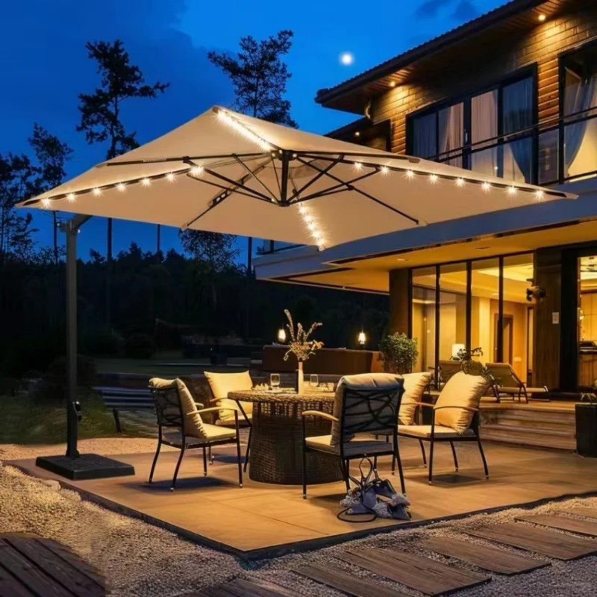 10FT LED Patio Umbrella with Solar Lights