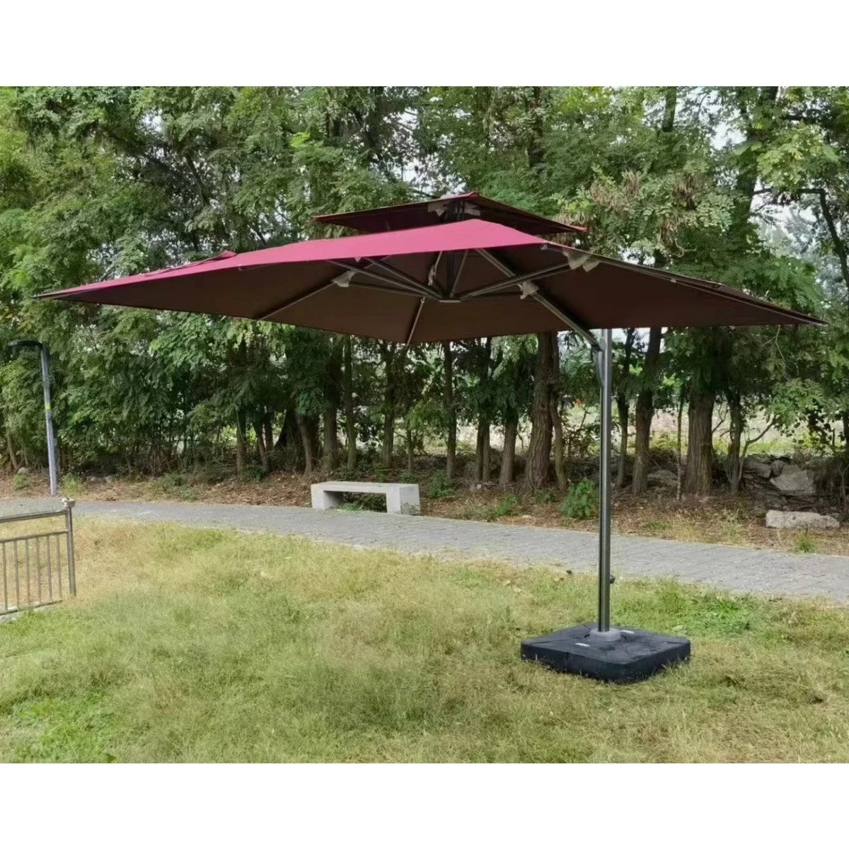 10FT Double Top Cantilever Patio Umbrella with UV-Resistant Canopy