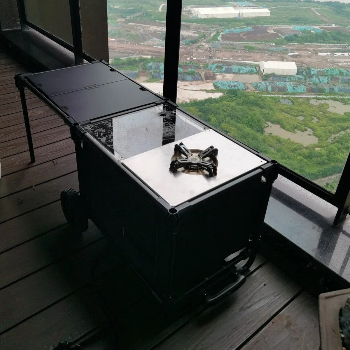 Outdoor Camping Gear Storage with Built-In Table