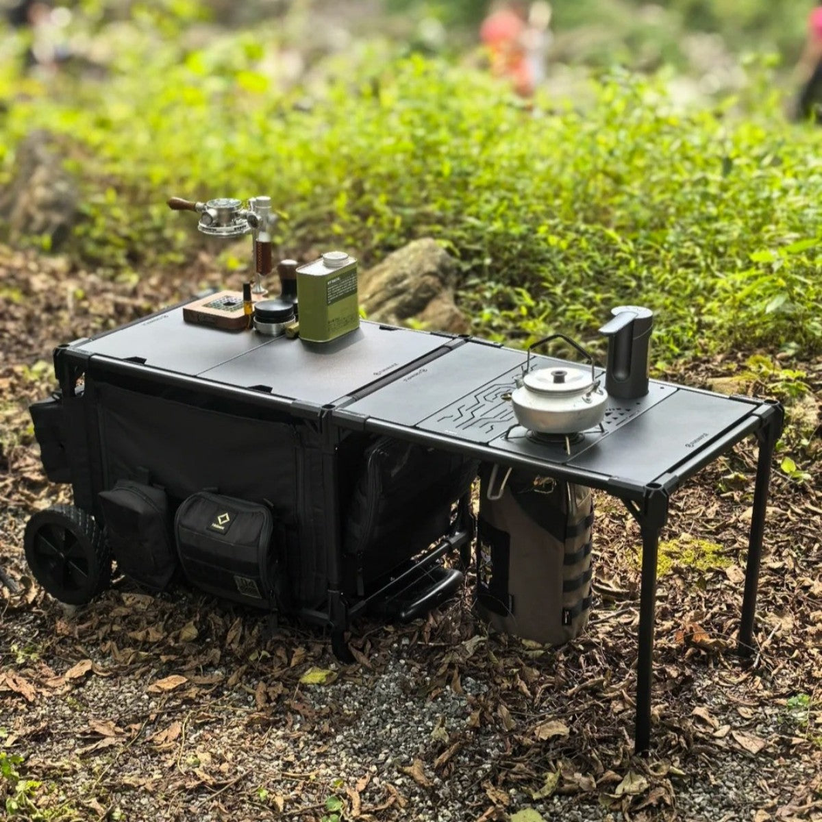 Multi-Functional Outdoor Kitchen Cart with Side Table Extensions